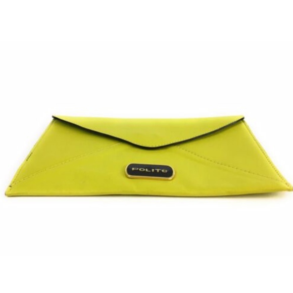 Polite Neon Lime Green Flat Envelope Pouch Clutch - Picture 5 of 6